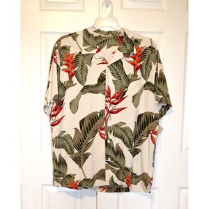 Nwt's Paradise Collection Silk Hawaiian Shirt‎ Mens L Bird of Paradise Print